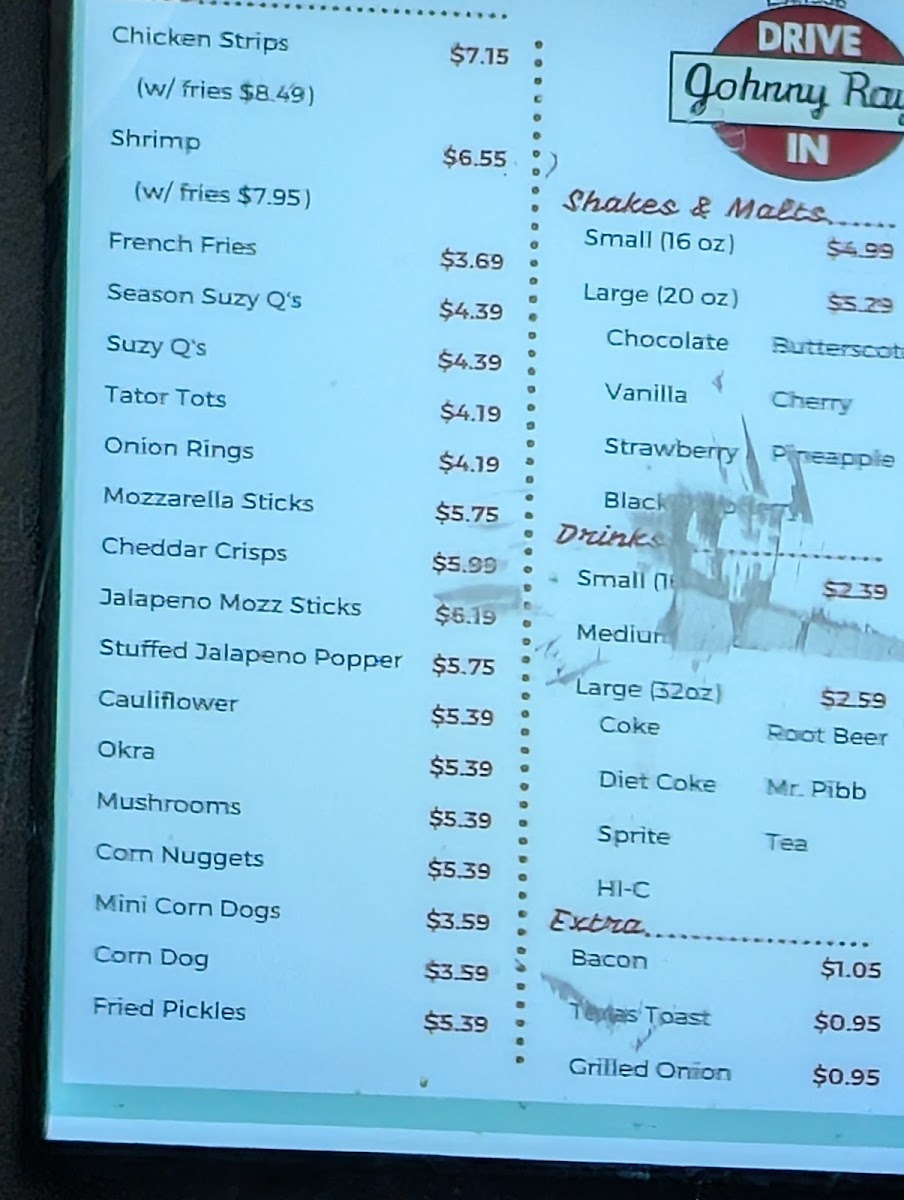 Menu Johnny Rays Drive In-1