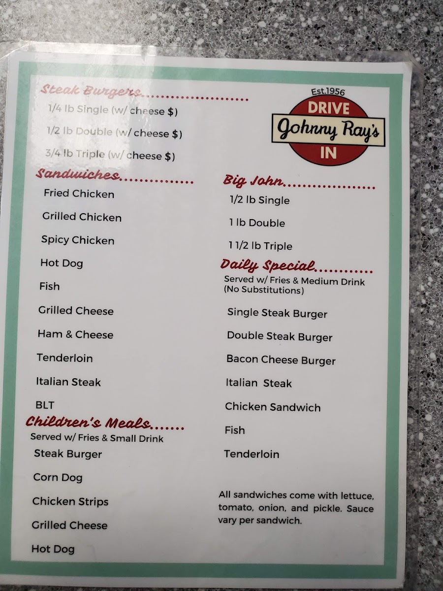 Menu Johnny Rays Drive In-3
