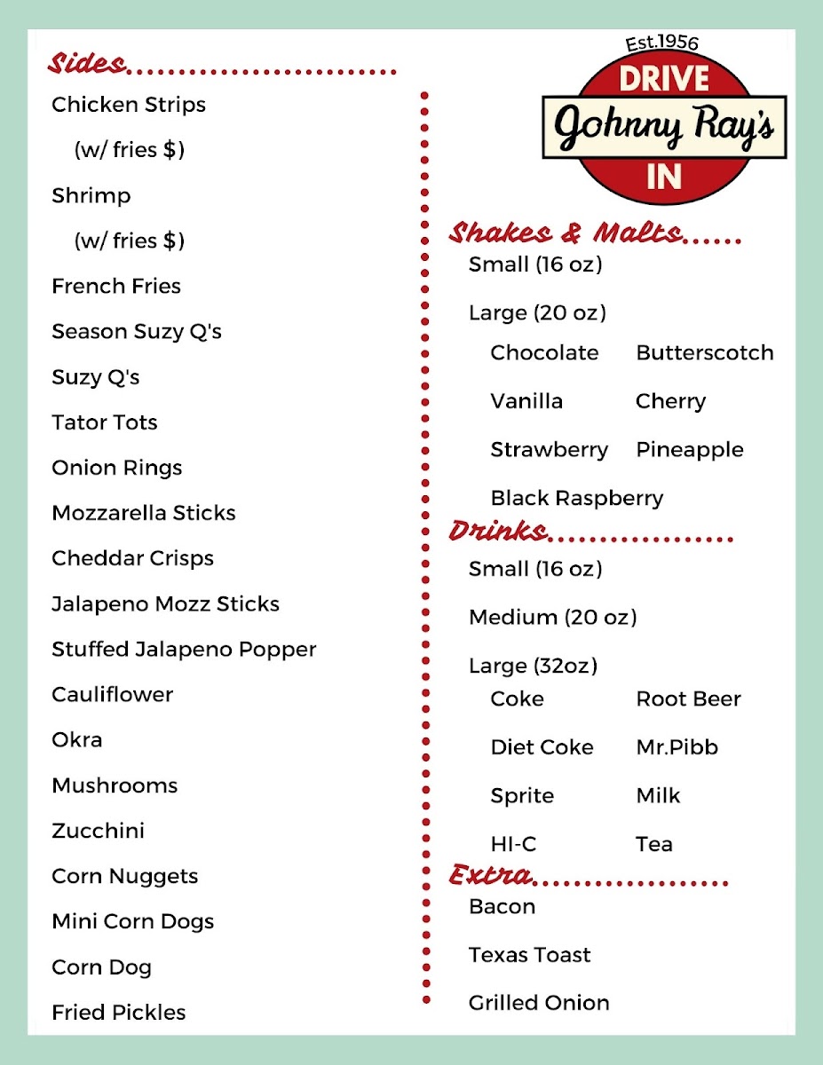 Menu Johnny Rays Drive In-5
