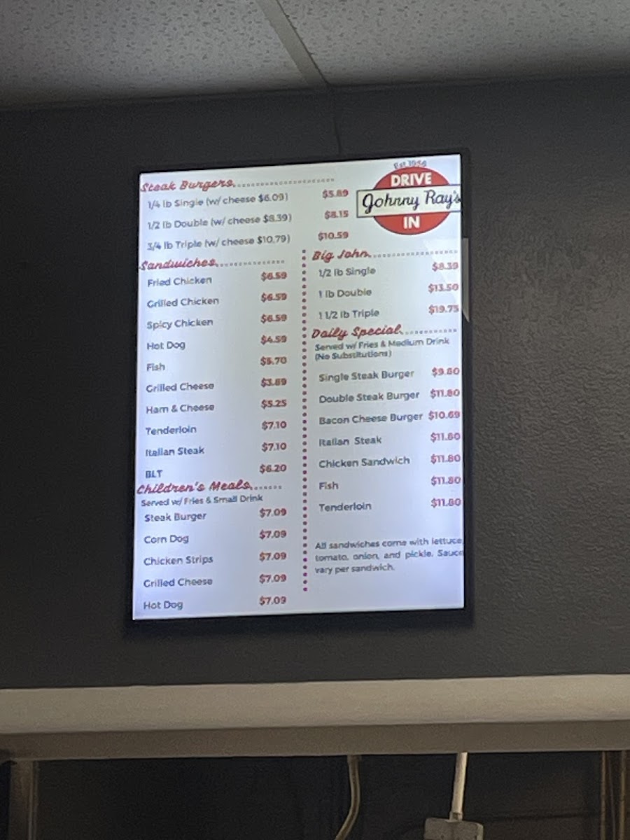 Menu Johnny Rays Drive In-6