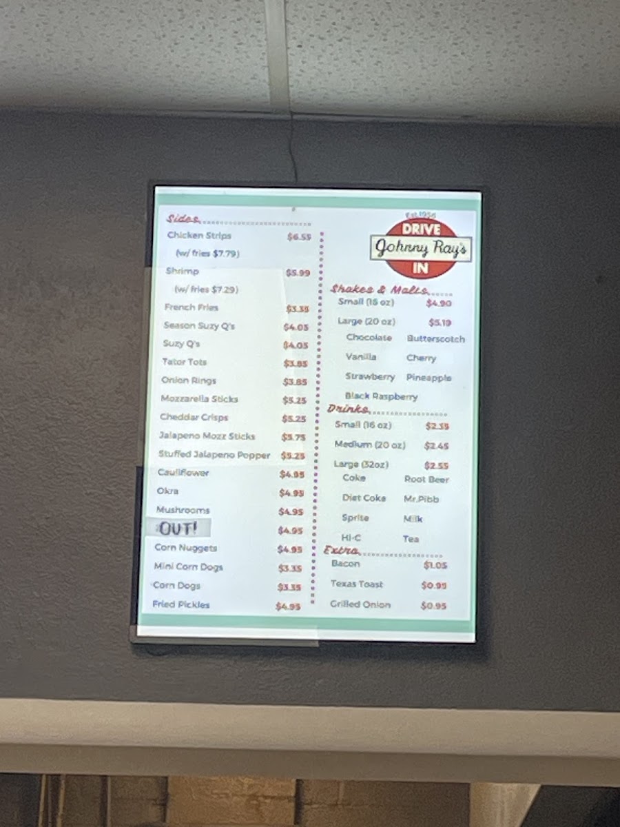 Menu Johnny Rays Drive In-8