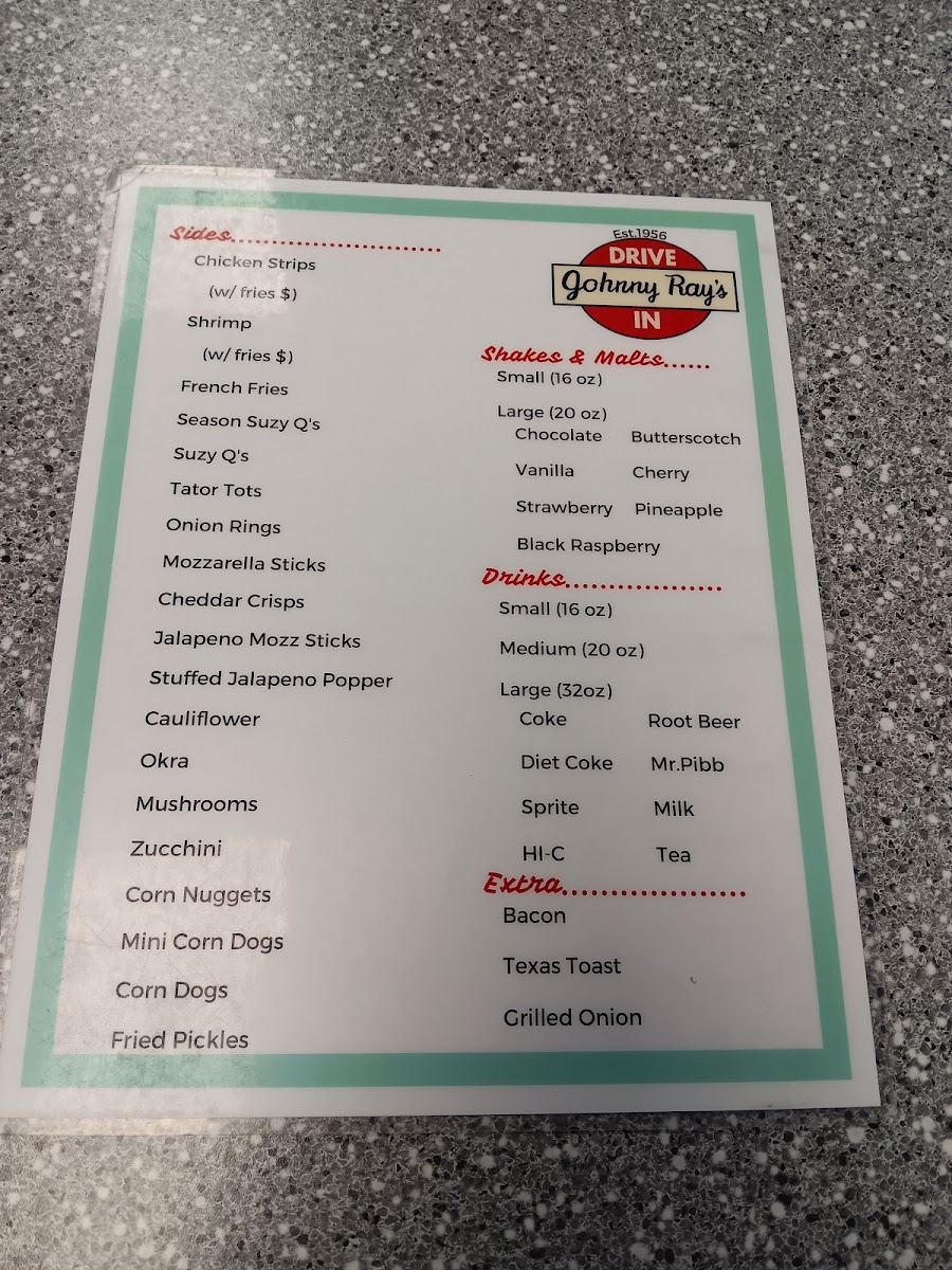 Menu Johnny Rays Drive In-9